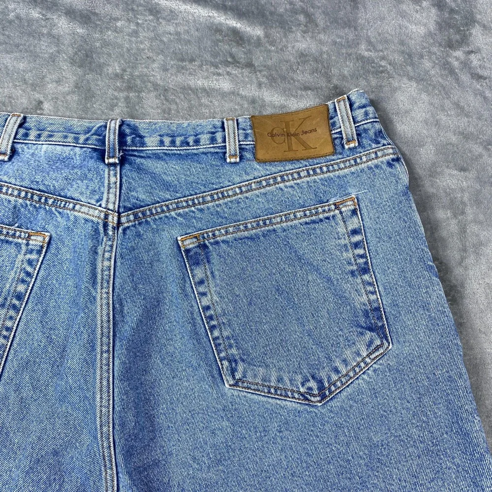 Vintage Calvin Klein Denim Shorts Mens 40 Blue Double Stone Wash Workwear Jeans